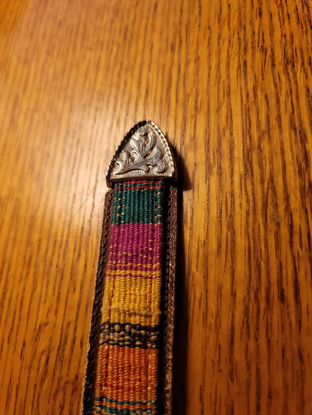 Multicolor Woven Women’s Belt with Silver-Tone Western Buckle